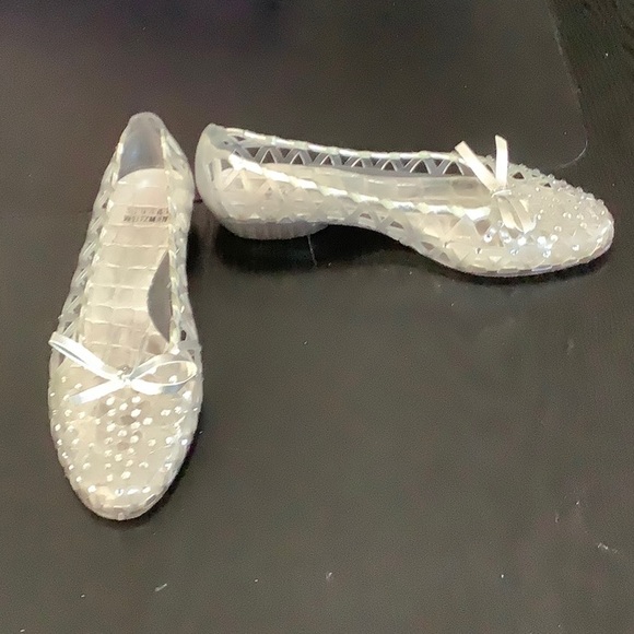 Stuart Weitzman Jelly Rhinestone Latticed Flats - Picture 2 of 5